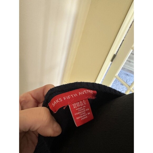 Saks fifth avenue sweater smiley faces Navy Blue size XS Unique Fun Festive - Picture 3 of 3